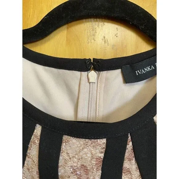 Ivanka Trump Dress Womens 2 Pink Black Sleeveless Metallic - Picture 7 of 9